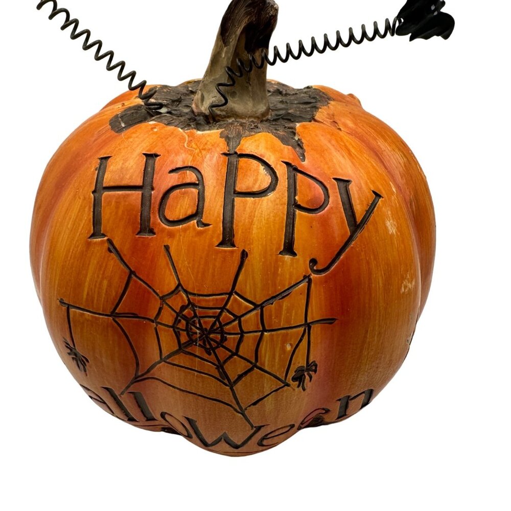 Decorative Halloween Pumpkin With Bats & Web Design